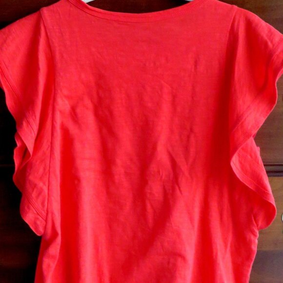 Candace Cameron Bure Breezy Orange 100% Cotton Flutter Cap Sleeve Top Size XXS - Picture 5 of 16